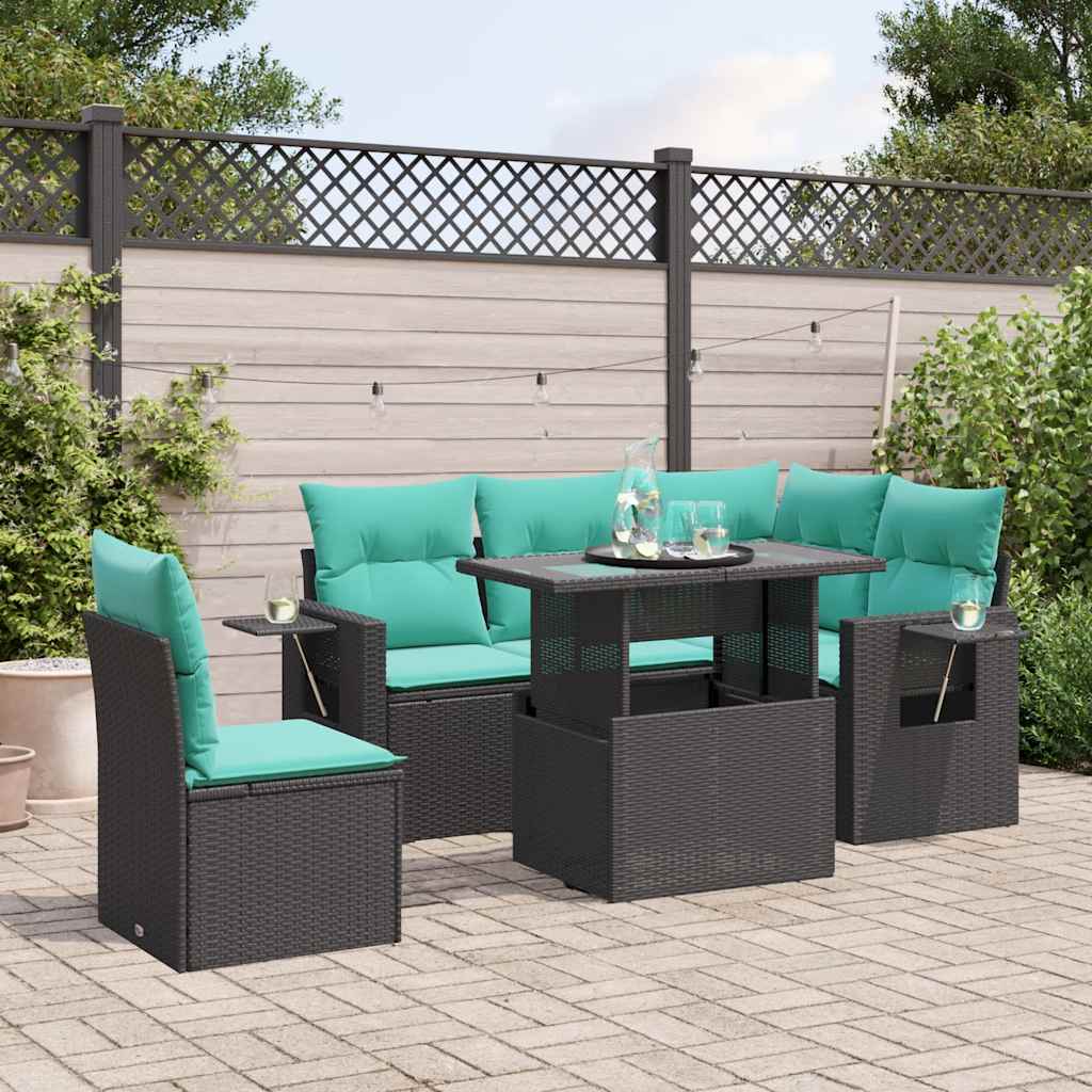 6-Teiliges Gartensofa-Set Mit Kissen, Es Polyrattan