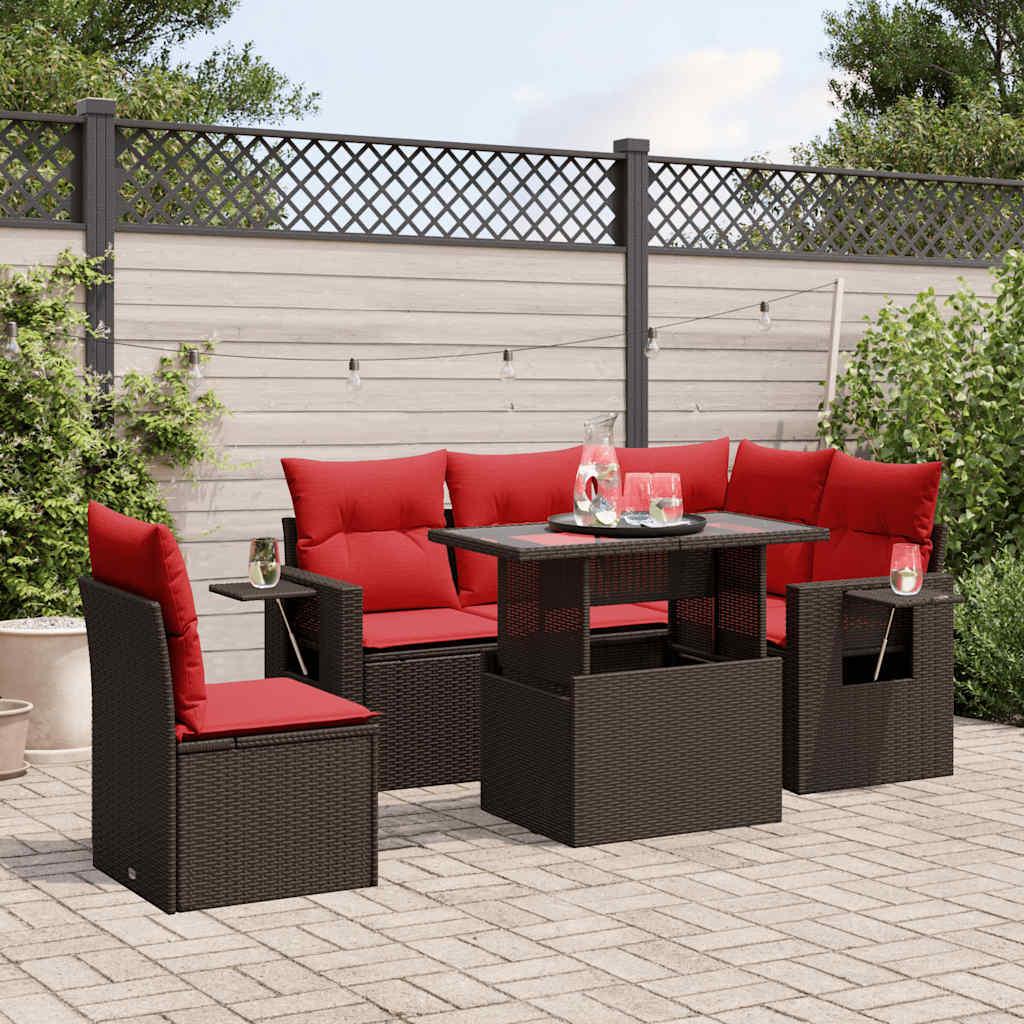 6-Teiliges Gartensofa-Set Mit Kissen, Es Polyrattan
