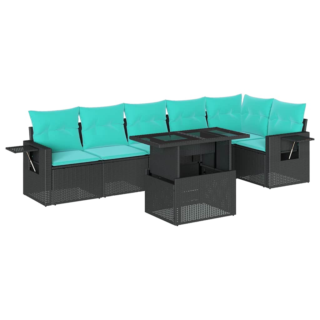 7-Teiliges Gartensofa-Set Mit Kissen, Es Polyrattan