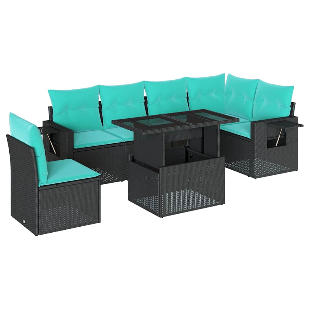 7-Teiliges Gartensofa-Set Mit Kissen, Es Polyrattan