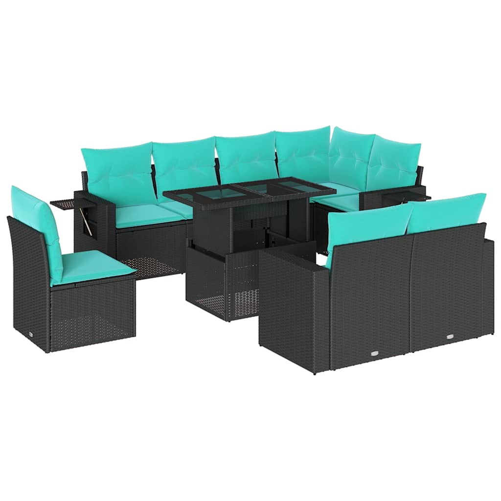 9-Teiliges Gartensofa-Set Mit Kissen, Es Polyrattan