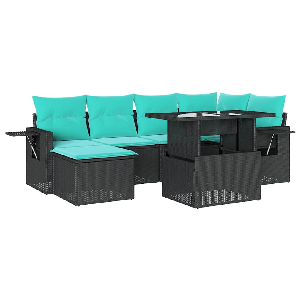 7-Teiliges Gartensofa-Set Mit Kissen, Es Polyrattan