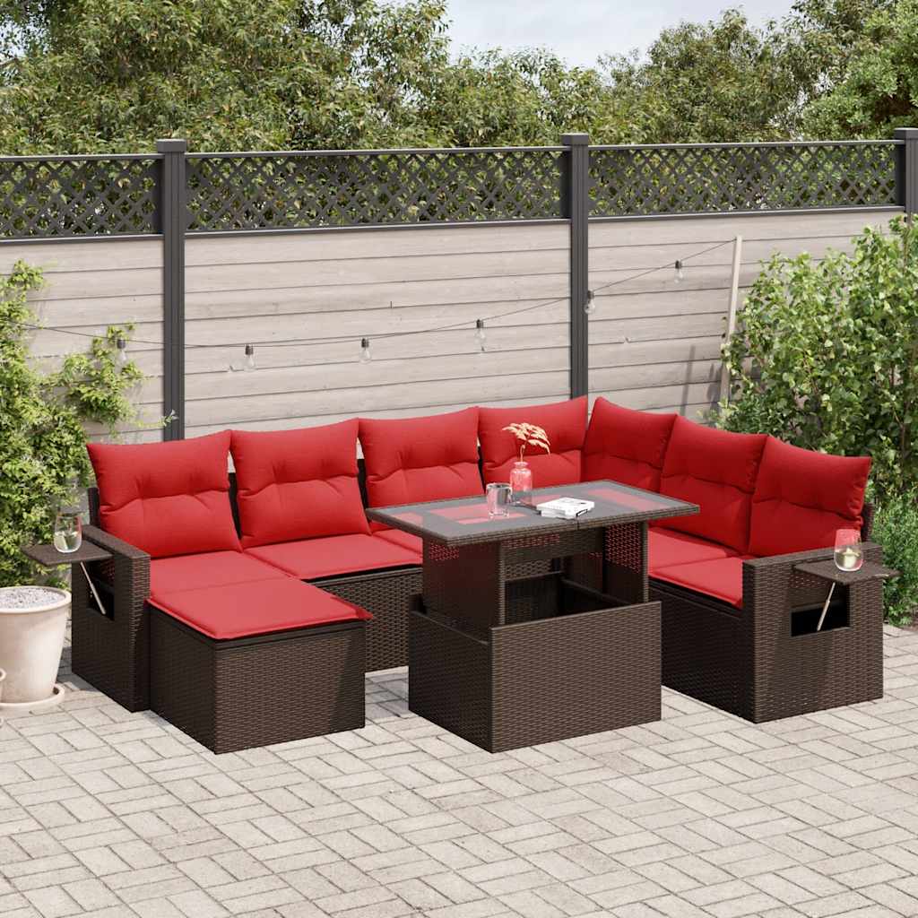 8-Teiliges Gartensofa-Set Mit Kissen, Es Polyrattan