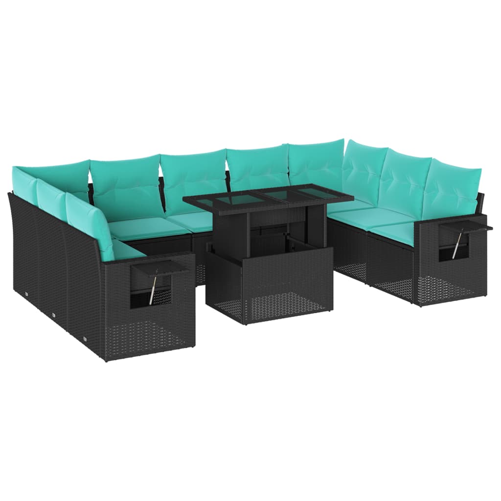10-Teiliges Gartensofa-Set Mit Kissen, Es Polyrattan