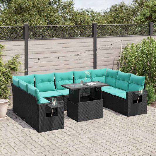 10-Teiliges Gartensofa-Set Mit Kissen, Es Polyrattan