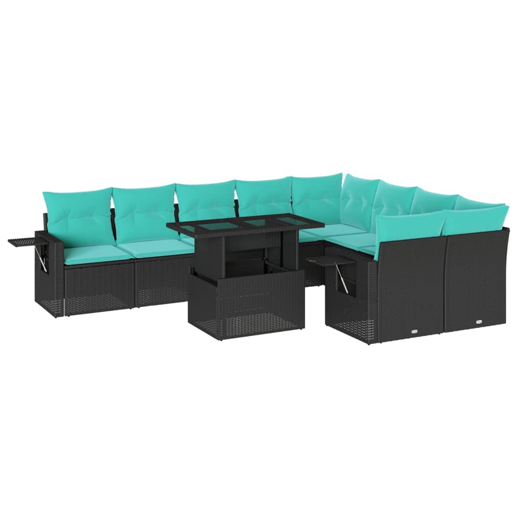 10-Teiliges Gartensofa-Set Mit Kissen, Es Polyrattan