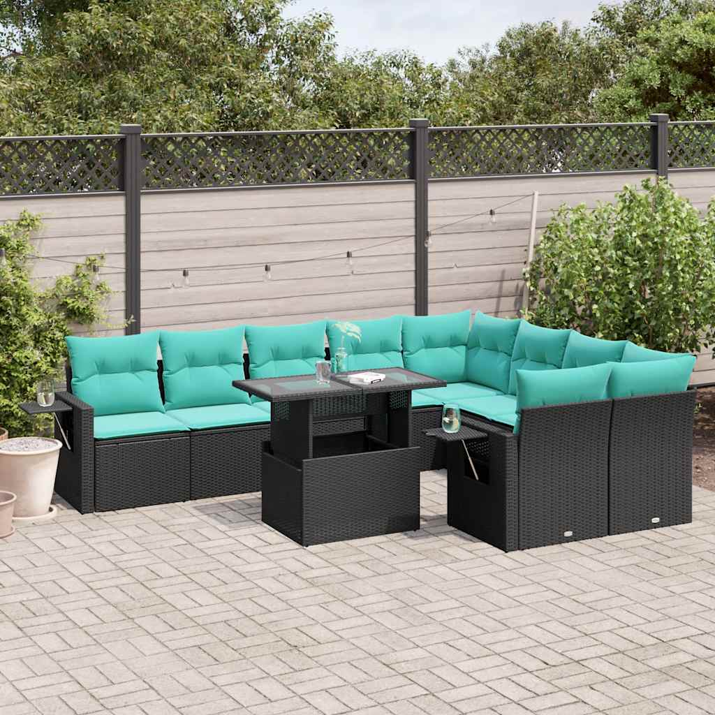 10-Teiliges Gartensofa-Set Mit Kissen, Es Polyrattan