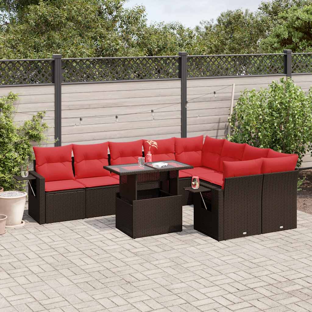 10-Teiliges Gartensofa-Set Mit Kissen, Es Polyrattan