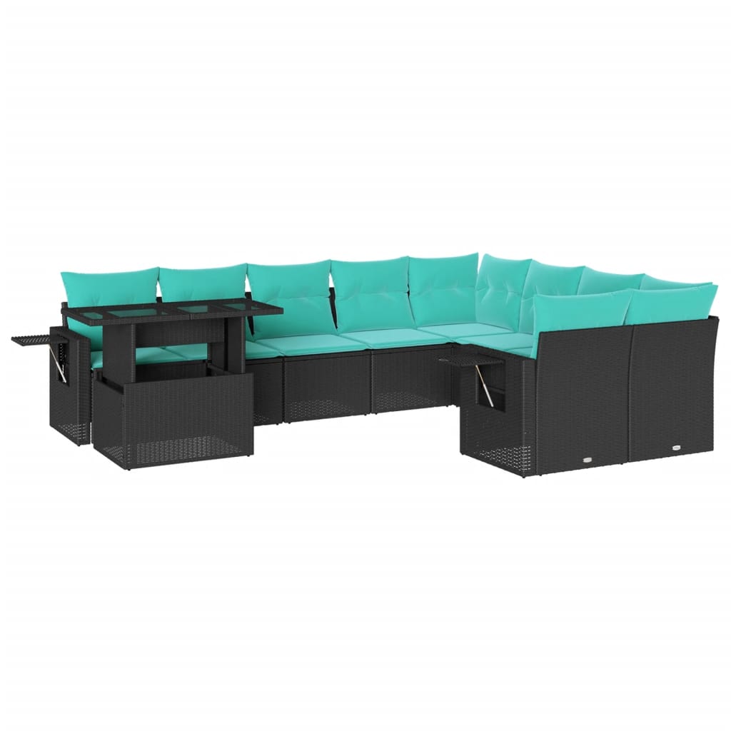 10-Teiliges Gartensofa-Set Mit Kissen, Es Polyrattan