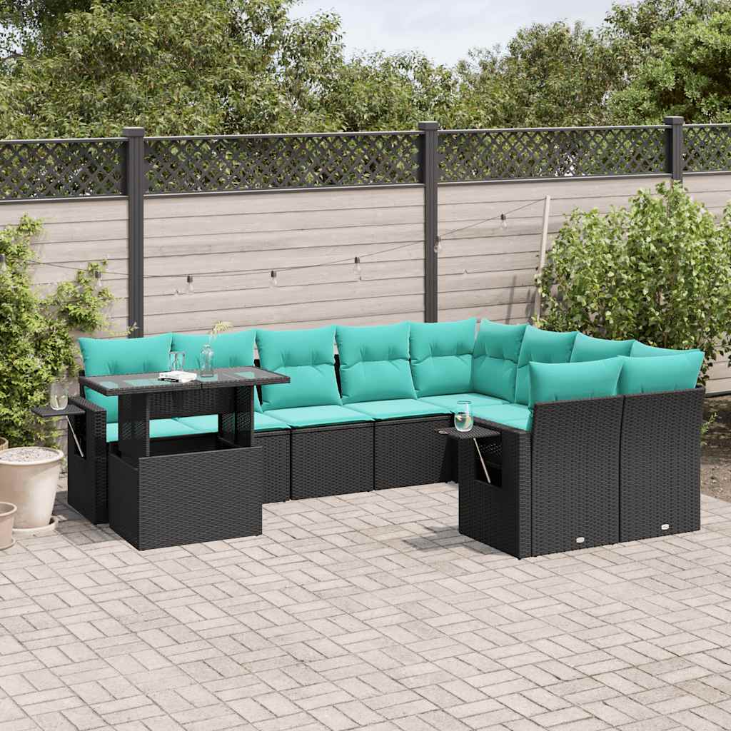 10-Teiliges Gartensofa-Set Mit Kissen, Es Polyrattan