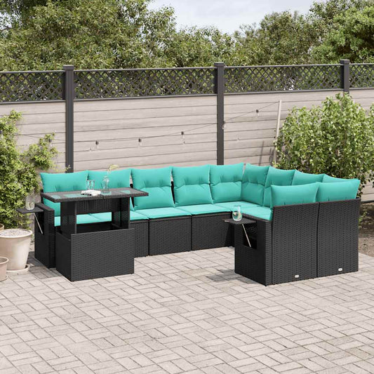 10-Teiliges Gartensofa-Set Mit Kissen, Es Polyrattan