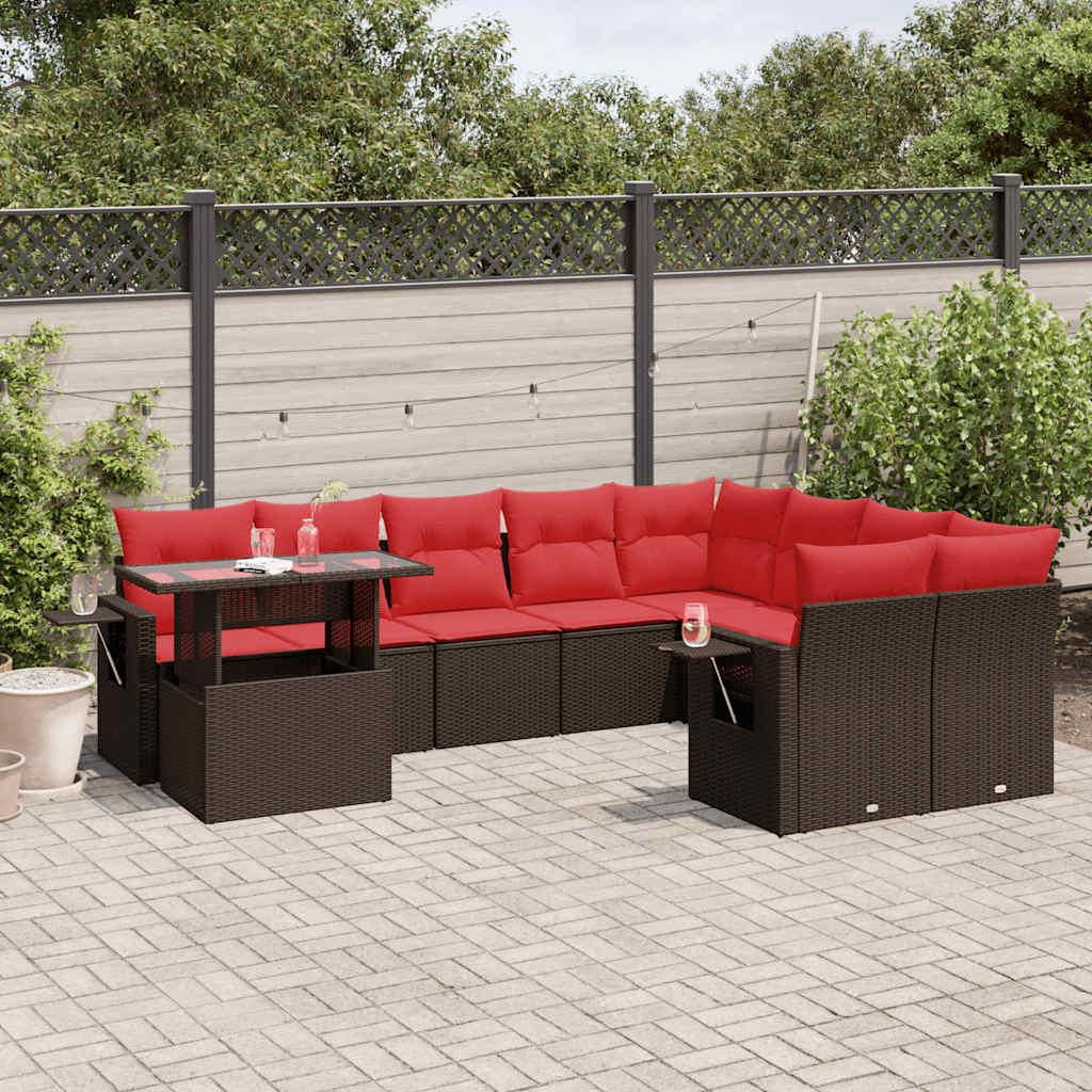 10-Teiliges Gartensofa-Set Mit Kissen, Es Polyrattan