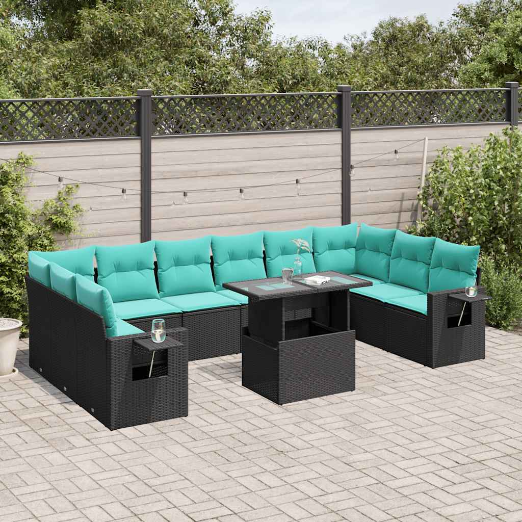 11-Teiliges Gartensofa-Set Mit Kissen, Es Polyrattan