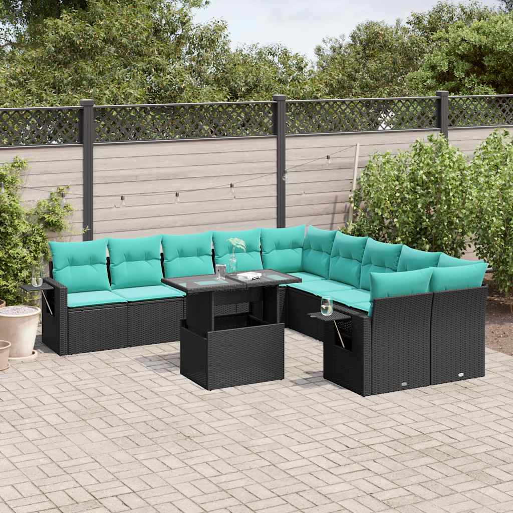 11-Teiliges Gartensofa-Set Mit Kissen, Es Polyrattan