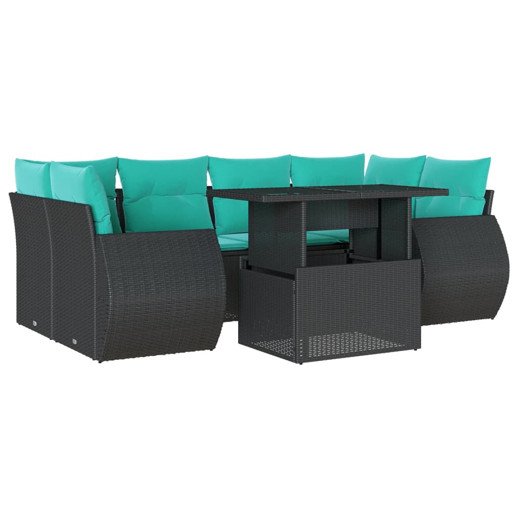 7-Teiliges Gartensofa-Set Mit Kissen, Es Polyrattan