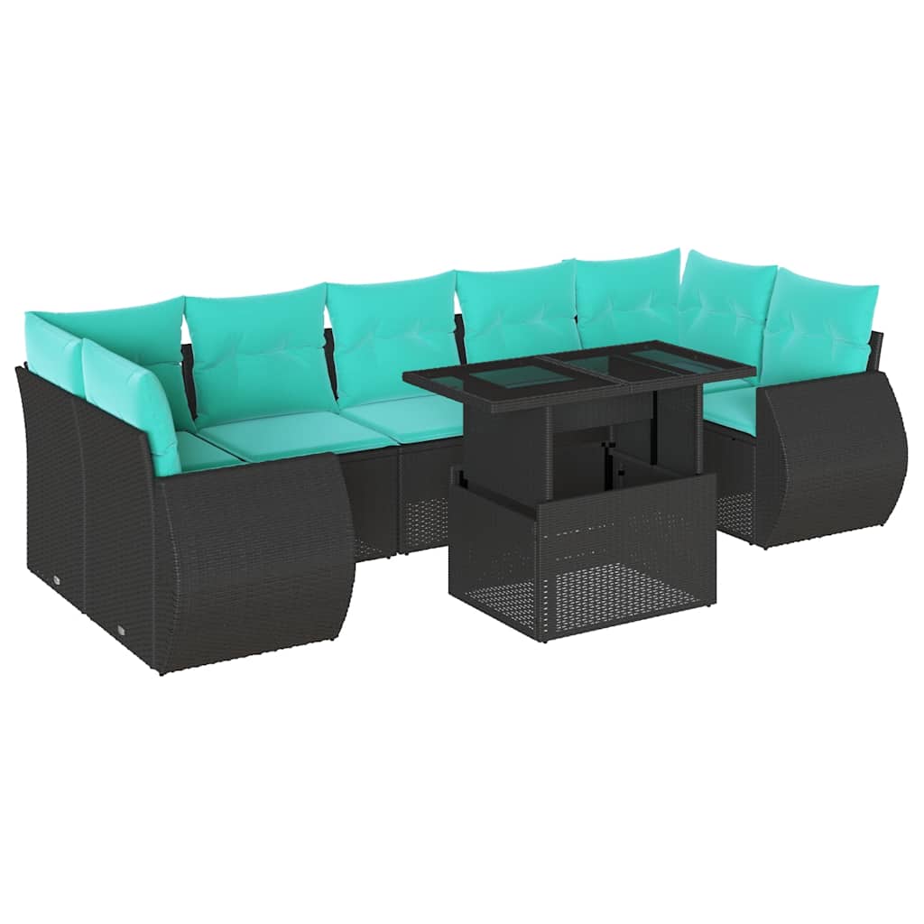 8-Teiliges Gartensofa-Set Mit Kissen, Es Polyrattan