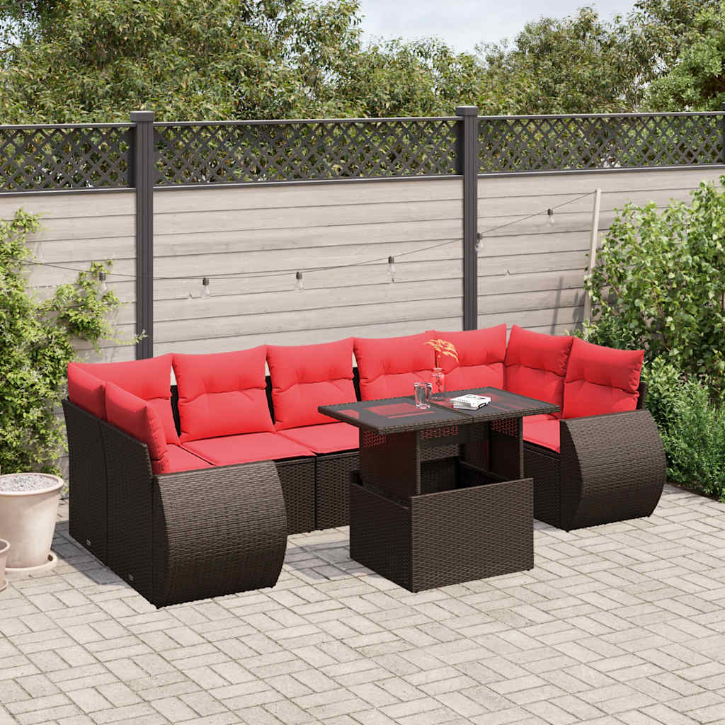 8-Teiliges Gartensofa-Set Mit Kissen, Es Polyrattan