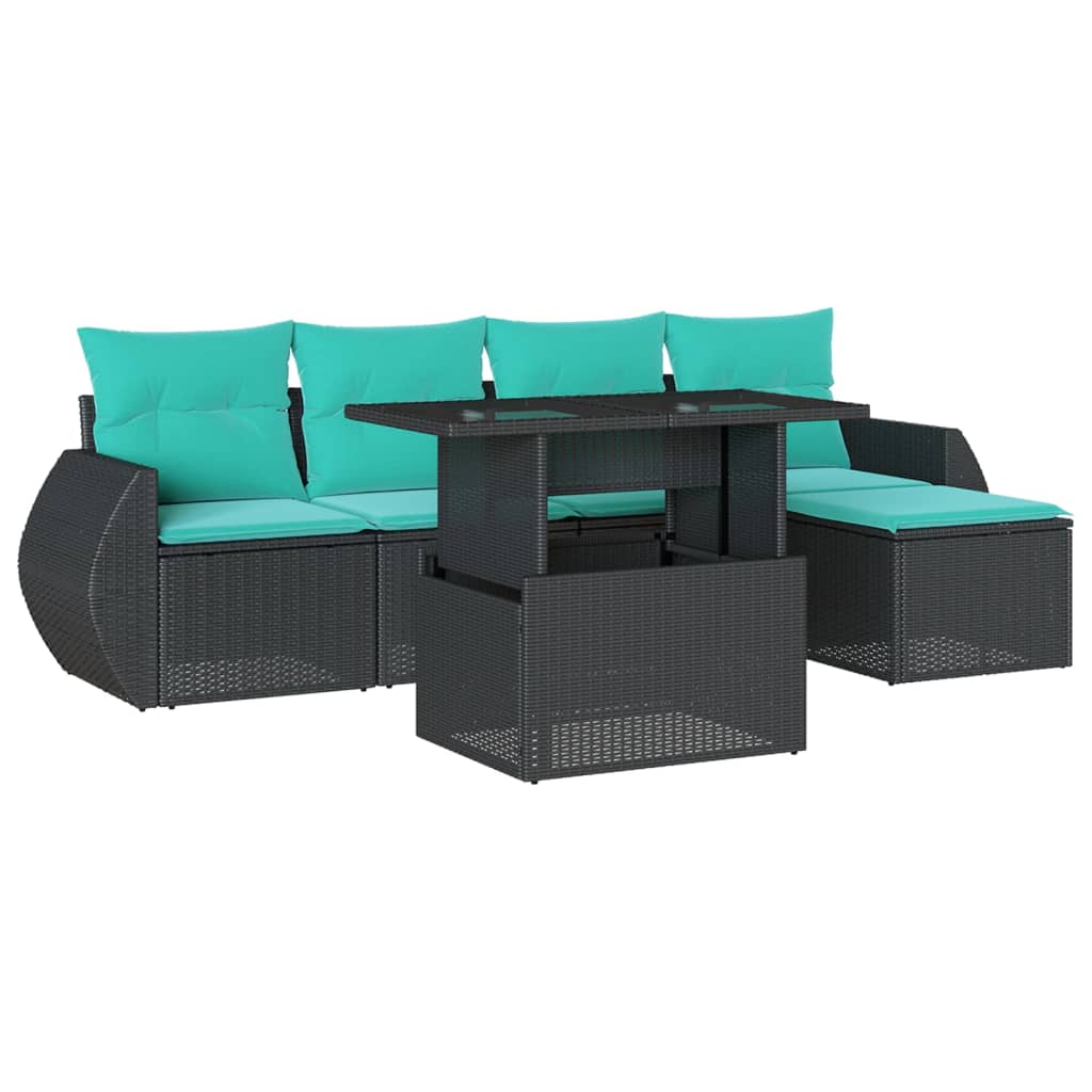 6-Teiliges Gartensofa-Set Mit Kissen, Es Polyrattan