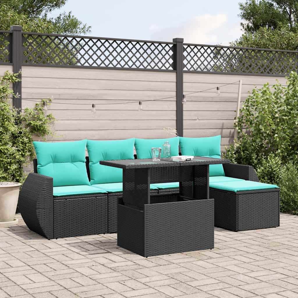 6-Teiliges Gartensofa-Set Mit Kissen, Es Polyrattan