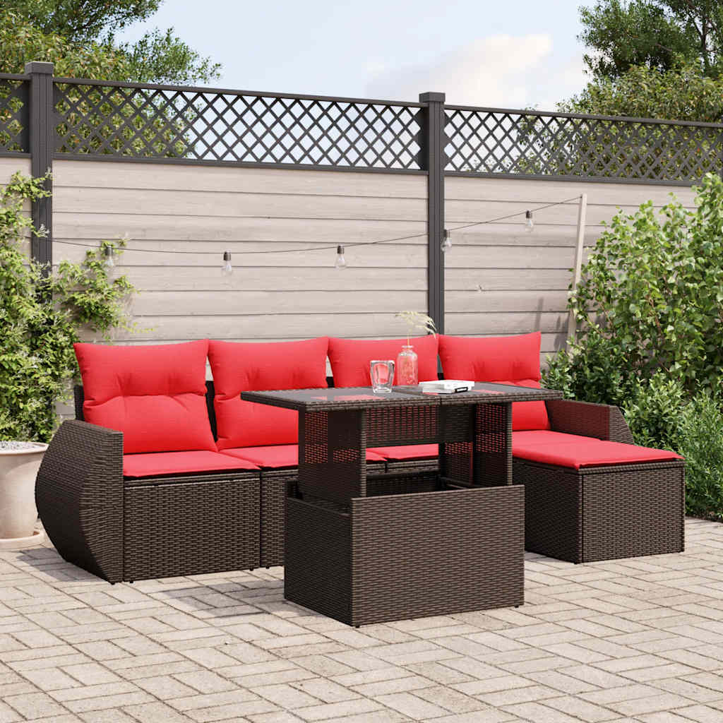 6-Teiliges Gartensofa-Set Mit Kissen, Es Polyrattan