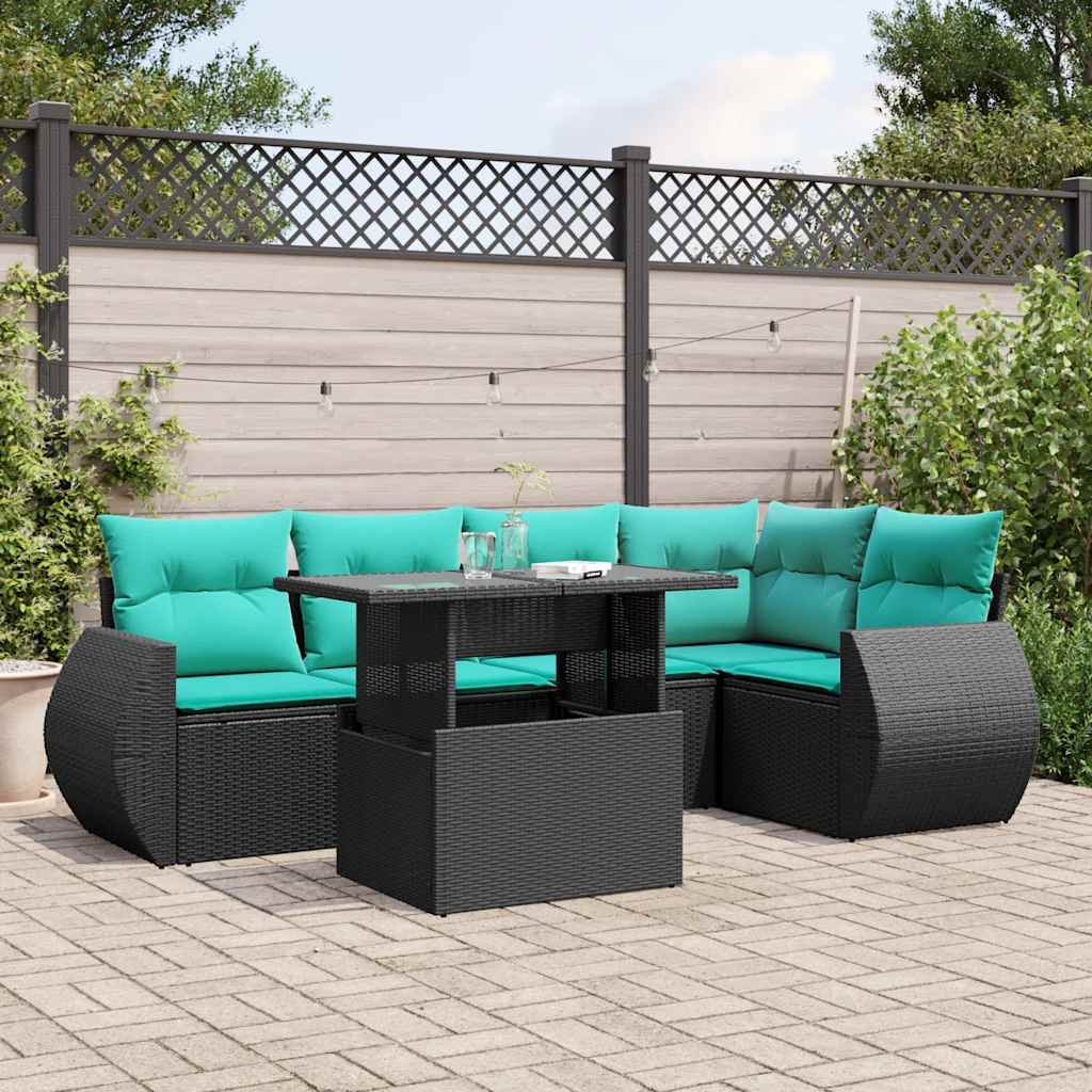 6-Teiliges Gartensofa-Set Mit Kissen, Es Polyrattan