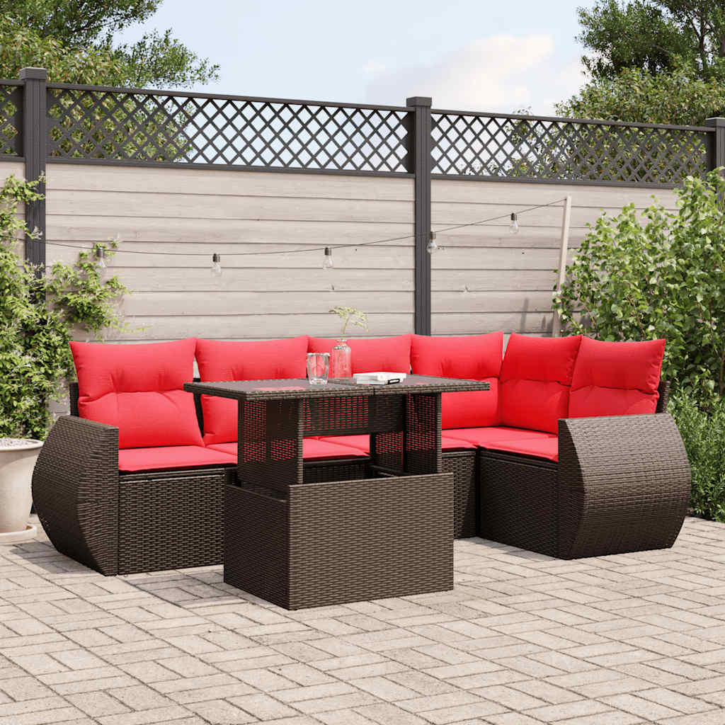 6-Teiliges Gartensofa-Set Mit Kissen, Es Polyrattan