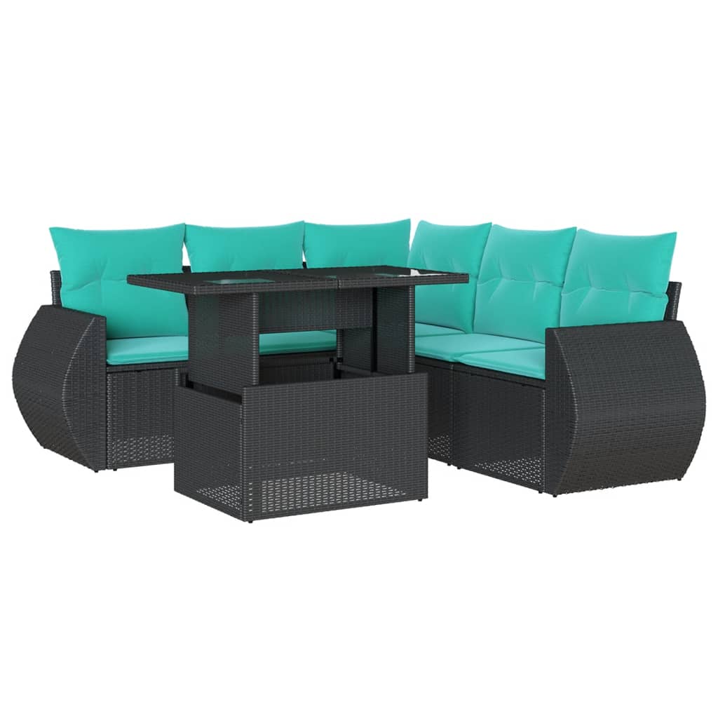6-Teiliges Gartensofa-Set Mit Kissen, Es Polyrattan