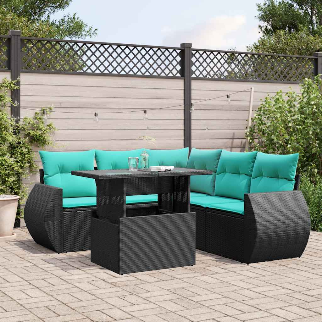 6-Teiliges Gartensofa-Set Mit Kissen, Es Polyrattan