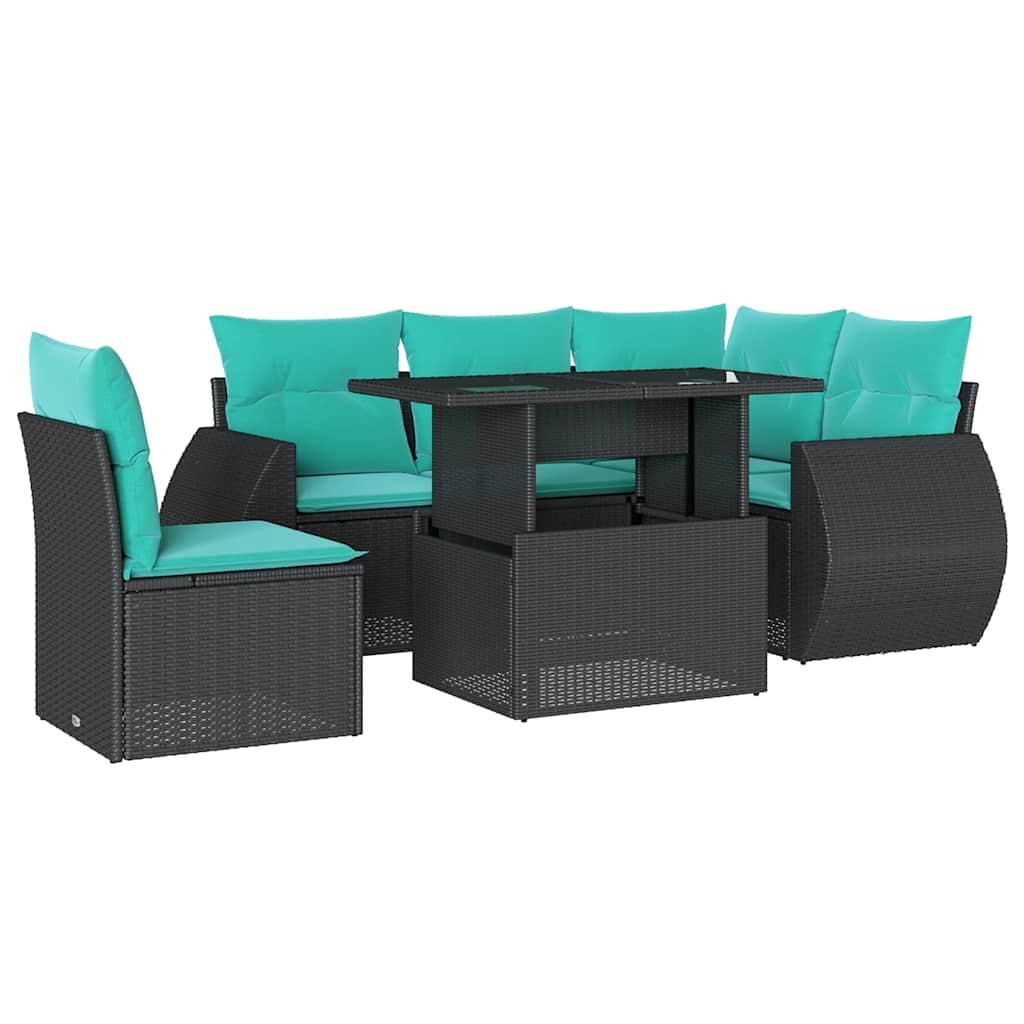 6-Teiliges Gartensofa-Set Mit Kissen, Es Polyrattan