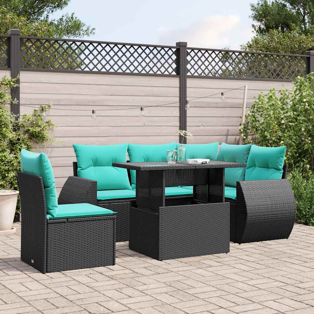 6-Teiliges Gartensofa-Set Mit Kissen, Es Polyrattan
