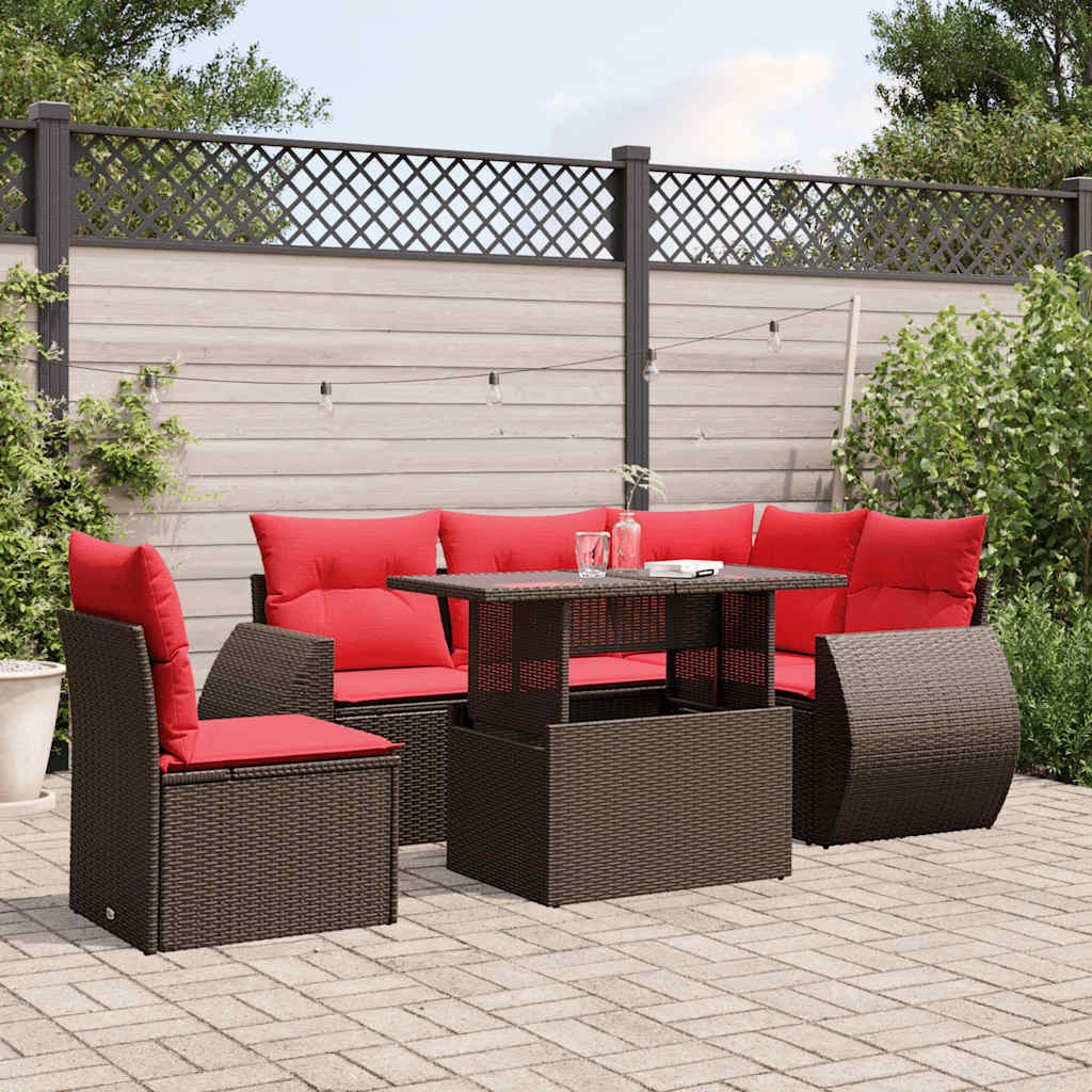 6-Teiliges Gartensofa-Set Mit Kissen, Es Polyrattan