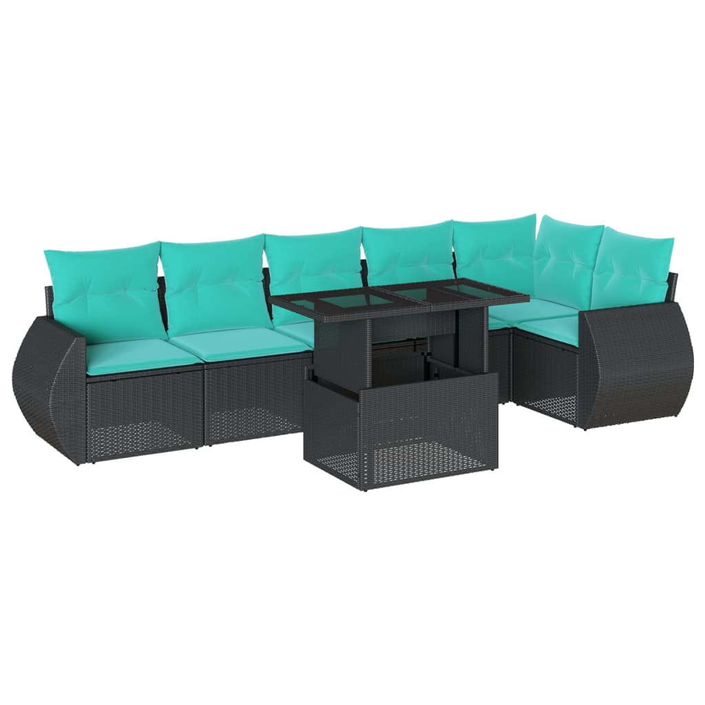 7-Teiliges Gartensofa-Set Mit Kissen, Es Polyrattan