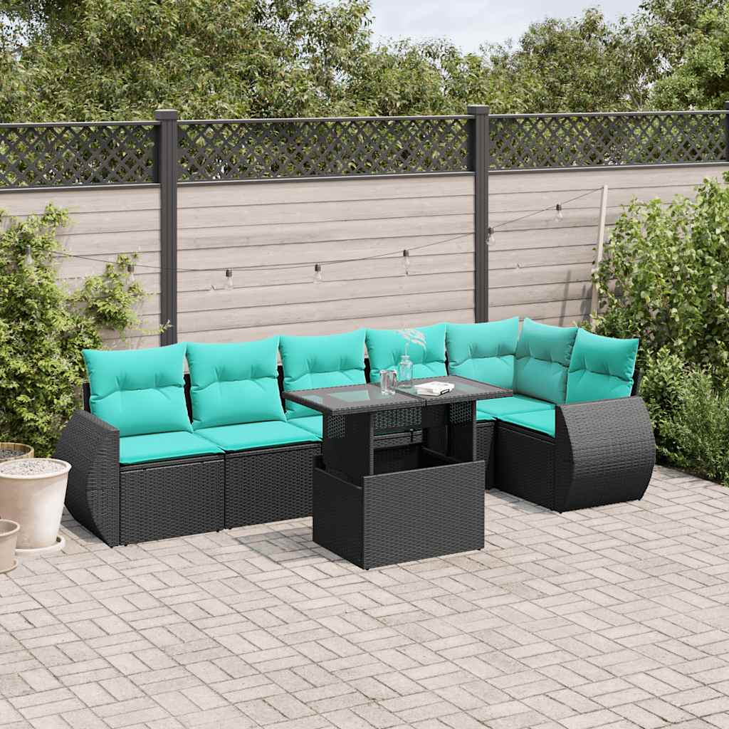 7-Teiliges Gartensofa-Set Mit Kissen, Es Polyrattan