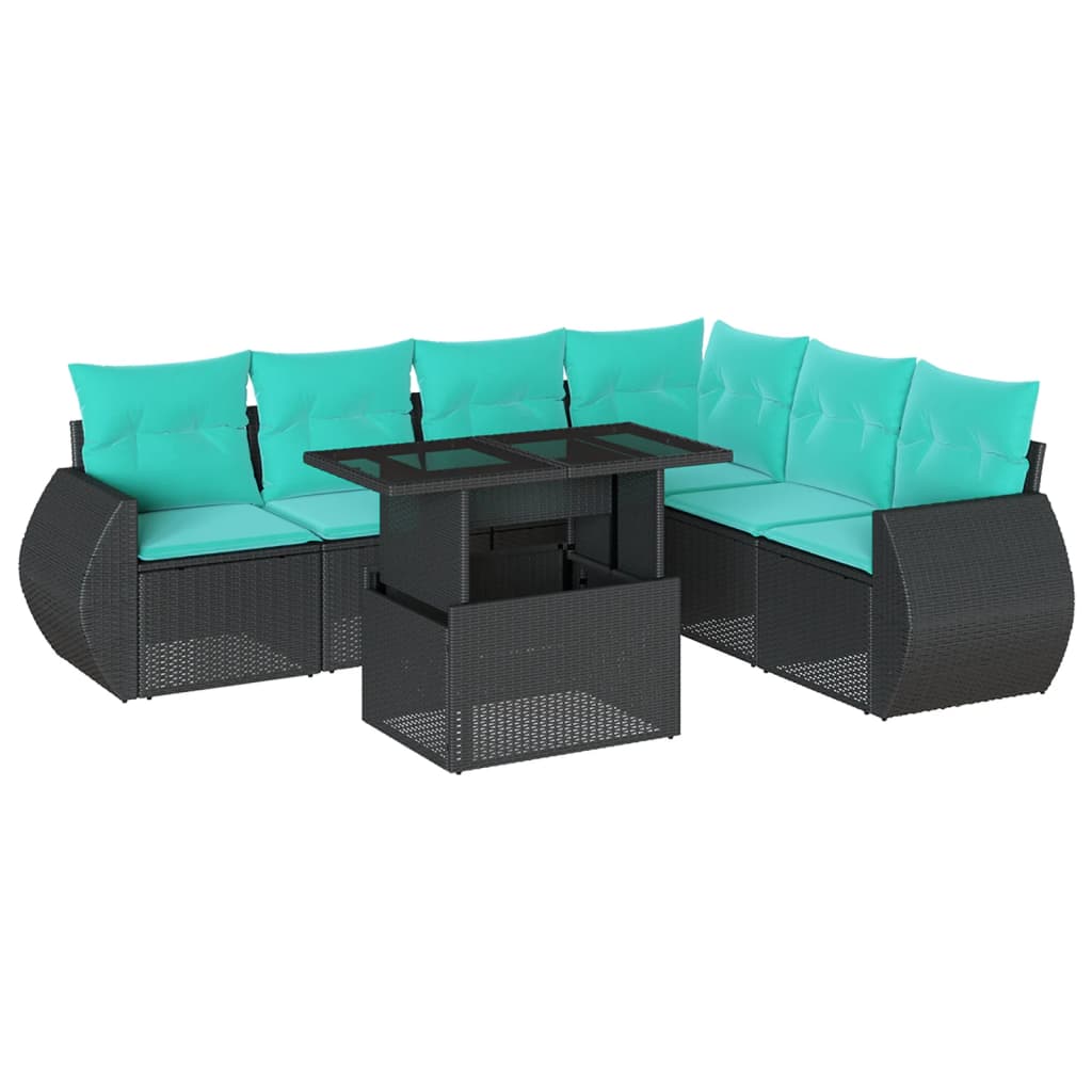 7-Teiliges Gartensofa-Set Mit Kissen, Es Polyrattan