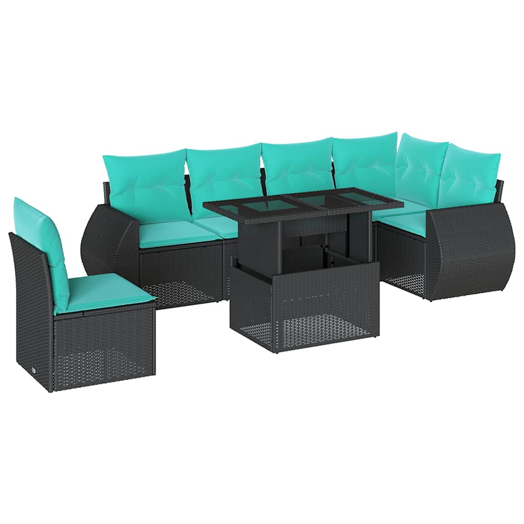 7-Teiliges Gartensofa-Set Mit Kissen, Es Polyrattan