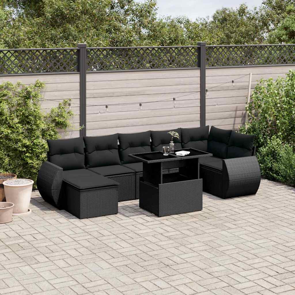 8-Tlg. Garten-Sofagarnitur Mit Kissen Beige Poly Rattan