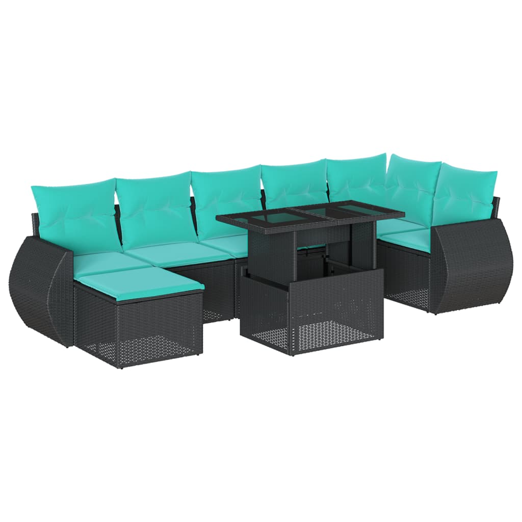 8-Teiliges Gartensofa-Set Mit Kissen, Es Polyrattan