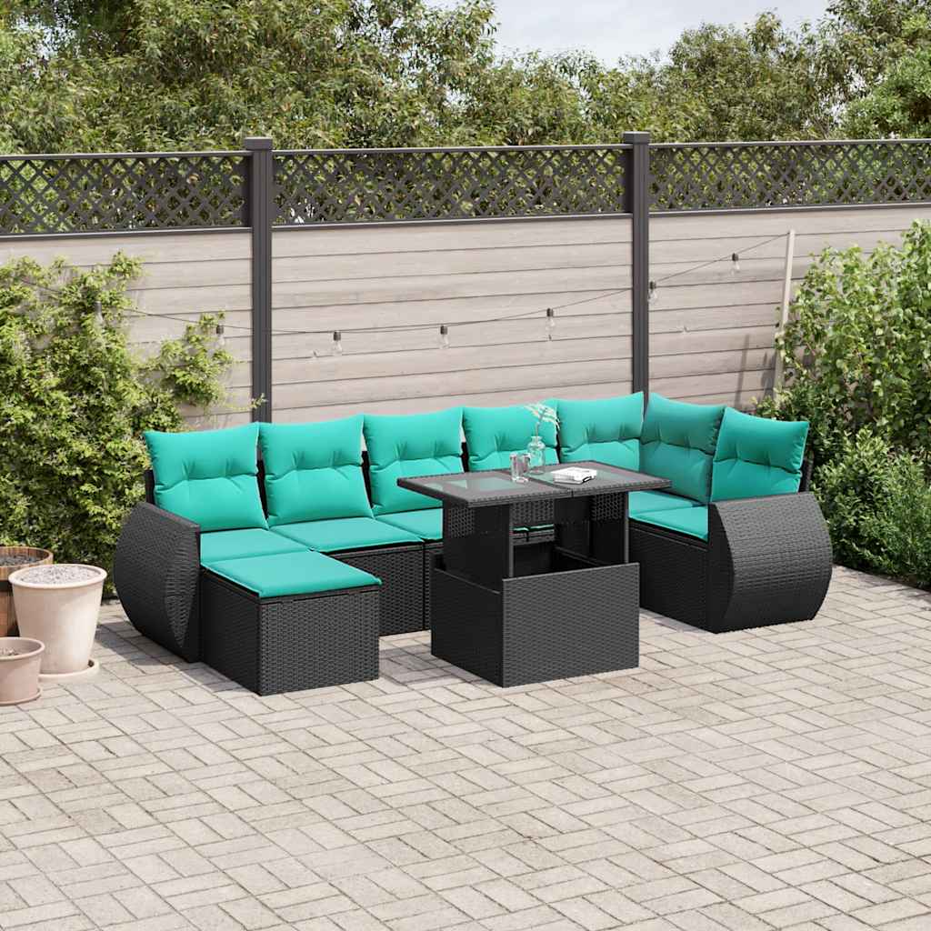 8-Teiliges Gartensofa-Set Mit Kissen, Es Polyrattan