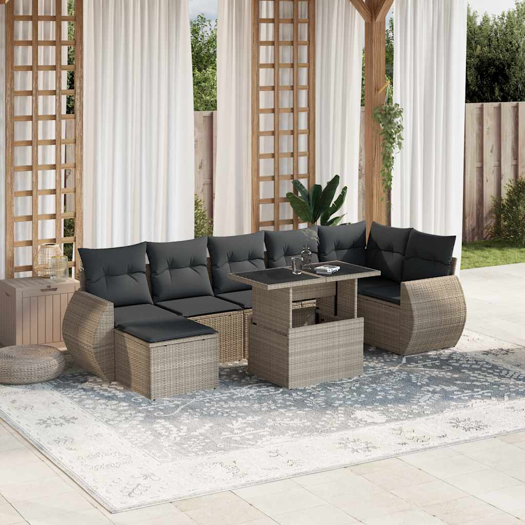 8-Tlg. Garten-Sofagarnitur Mit Kissen Beige Poly Rattan