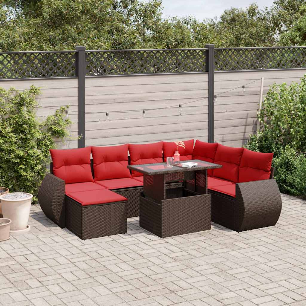 8-Teiliges Gartensofa-Set Mit Kissen, Es Polyrattan