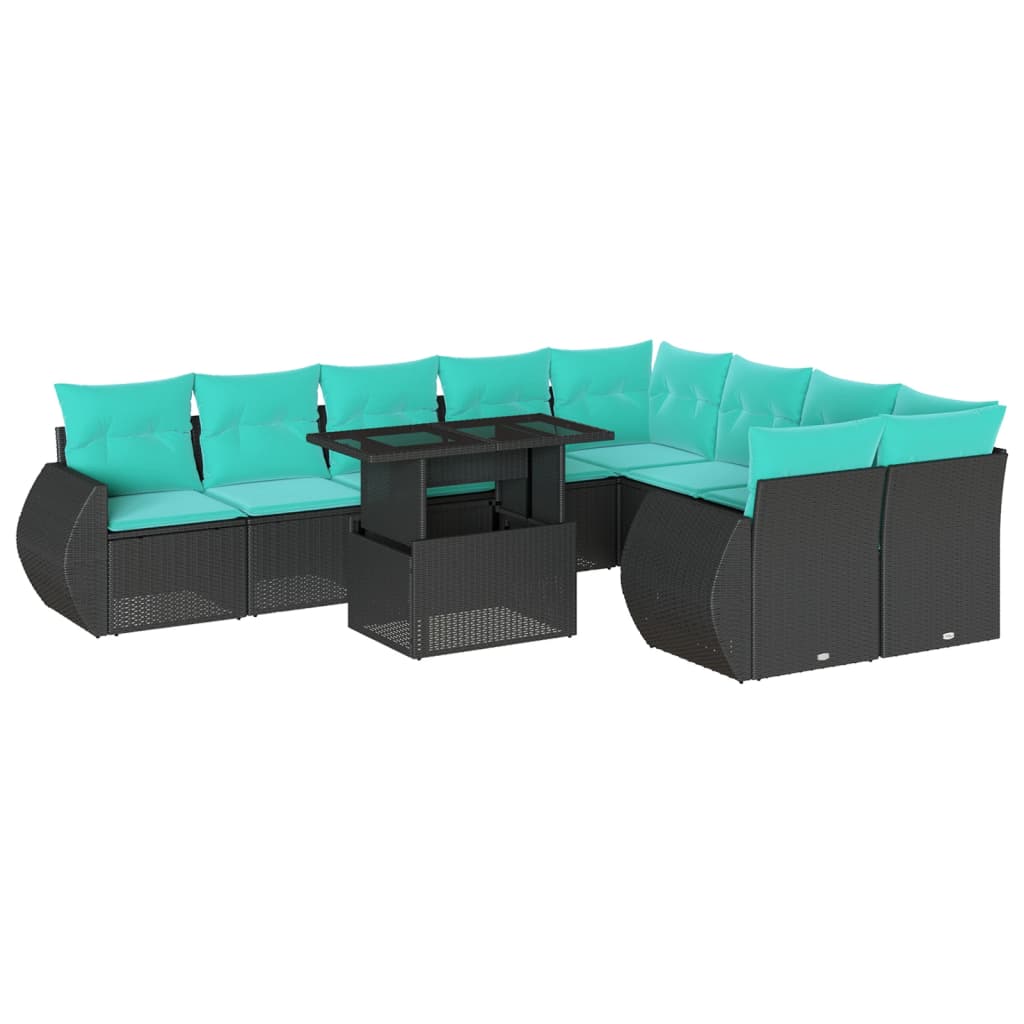 10-Teiliges Gartensofa-Set Mit Kissen, Es Polyrattan