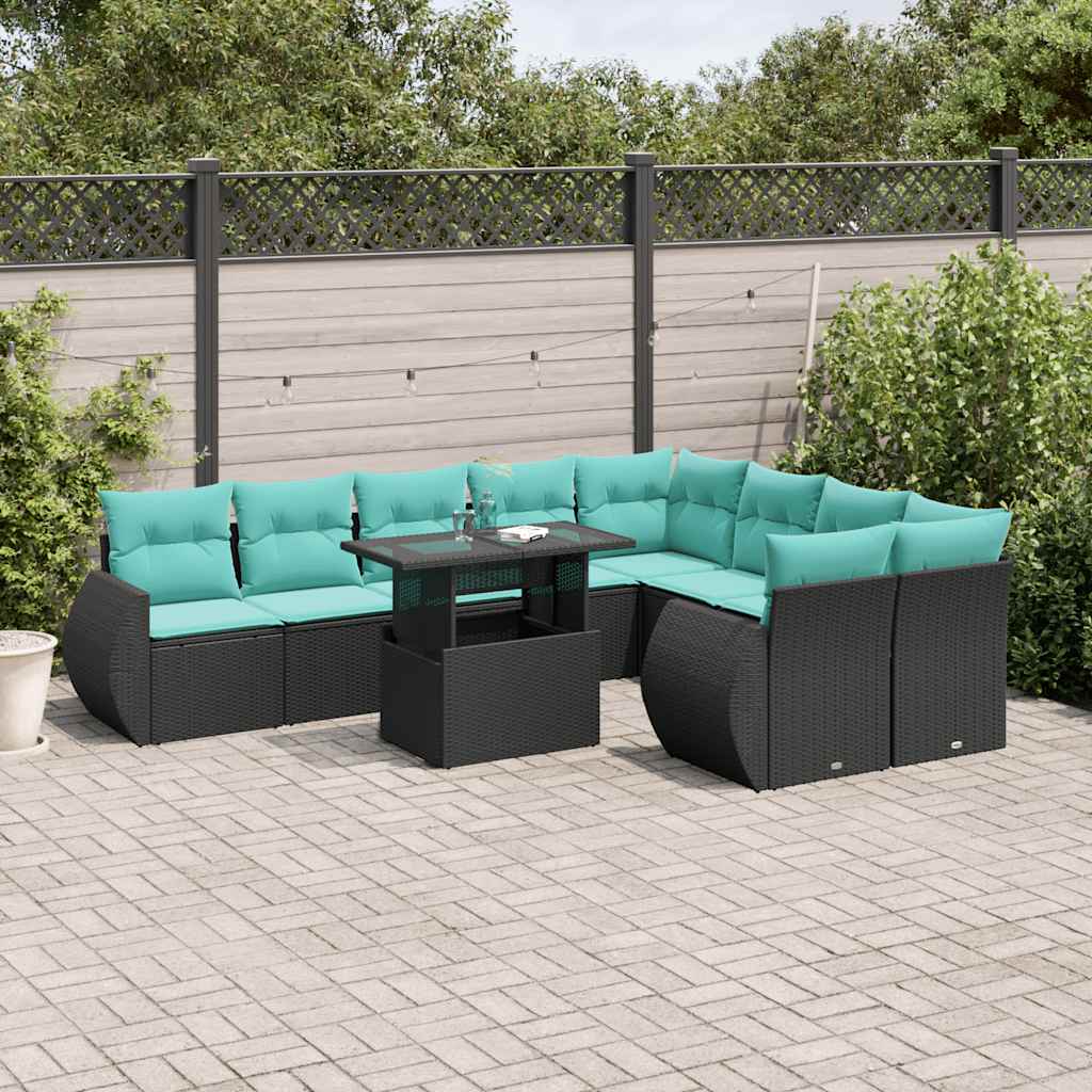 10-Teiliges Gartensofa-Set Mit Kissen, Es Polyrattan