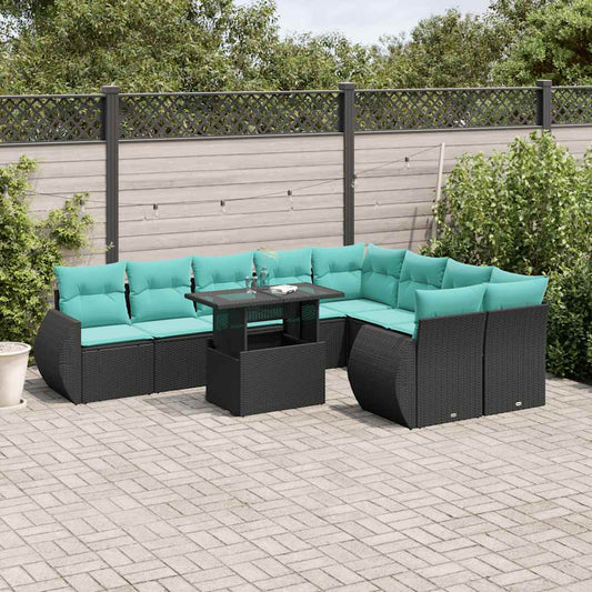 10-Teiliges Gartensofa-Set Mit Kissen, Es Polyrattan