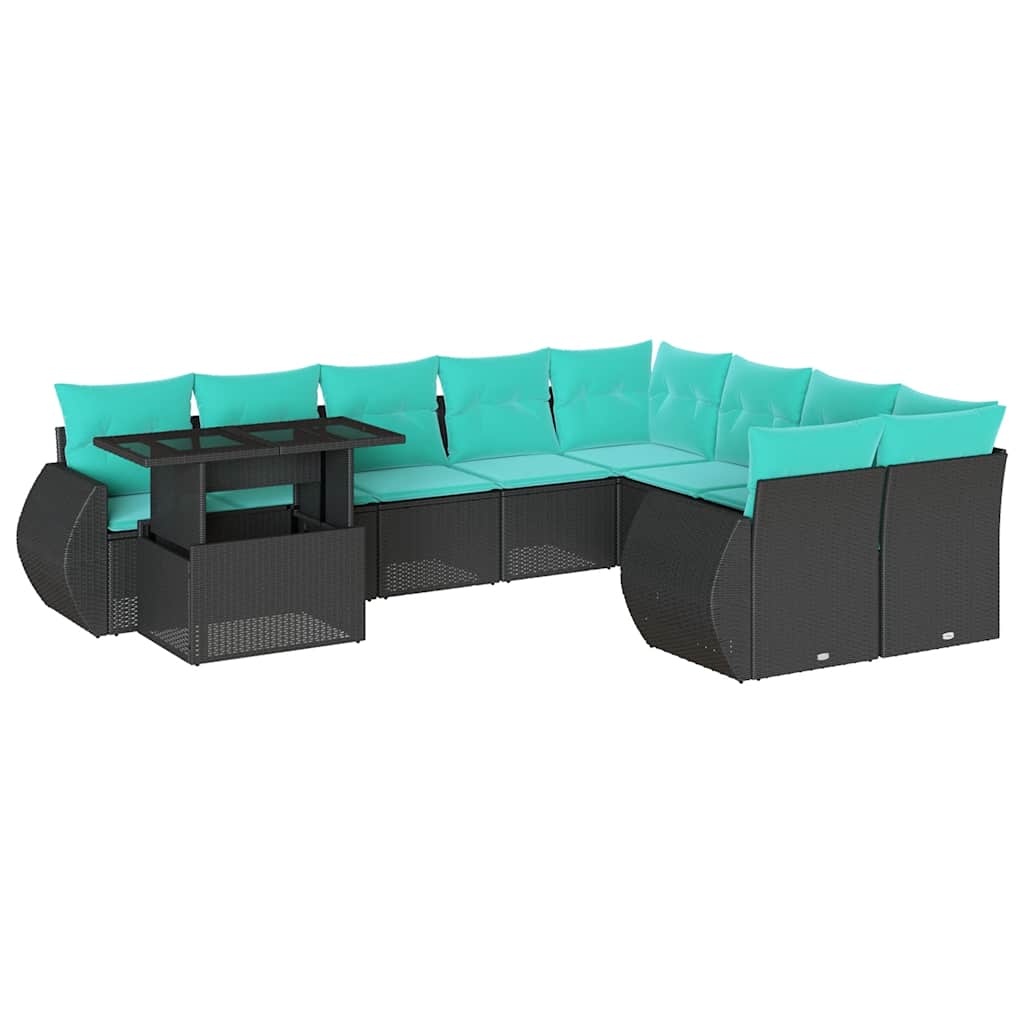 10-Teiliges Gartensofa-Set Mit Kissen, Es Polyrattan