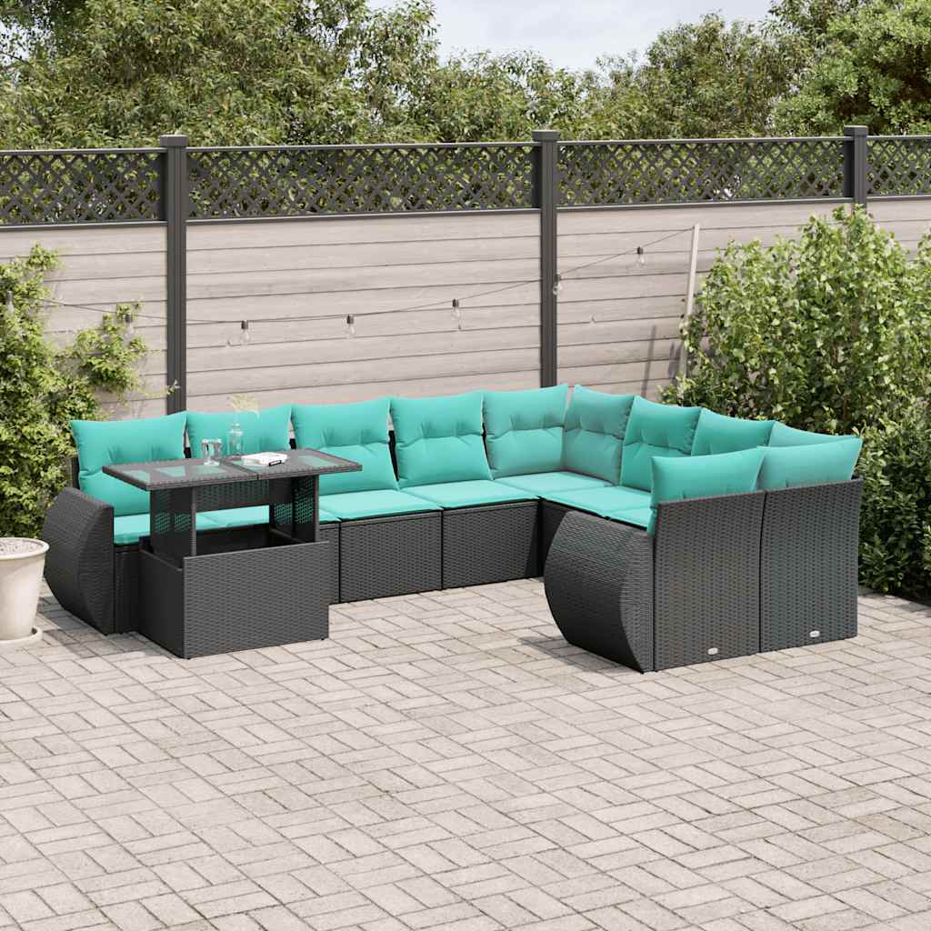 10-Teiliges Gartensofa-Set Mit Kissen, Es Polyrattan