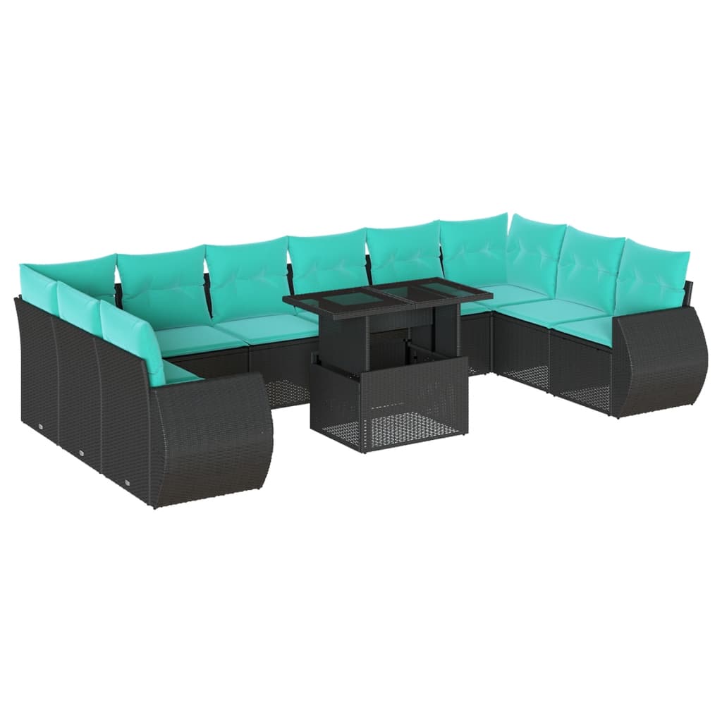 11-Teiliges Gartensofa-Set Mit Kissen, Es Polyrattan