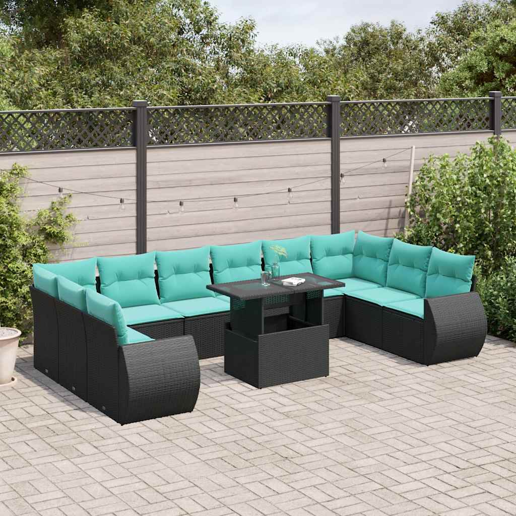 11-Teiliges Gartensofa-Set Mit Kissen, Es Polyrattan