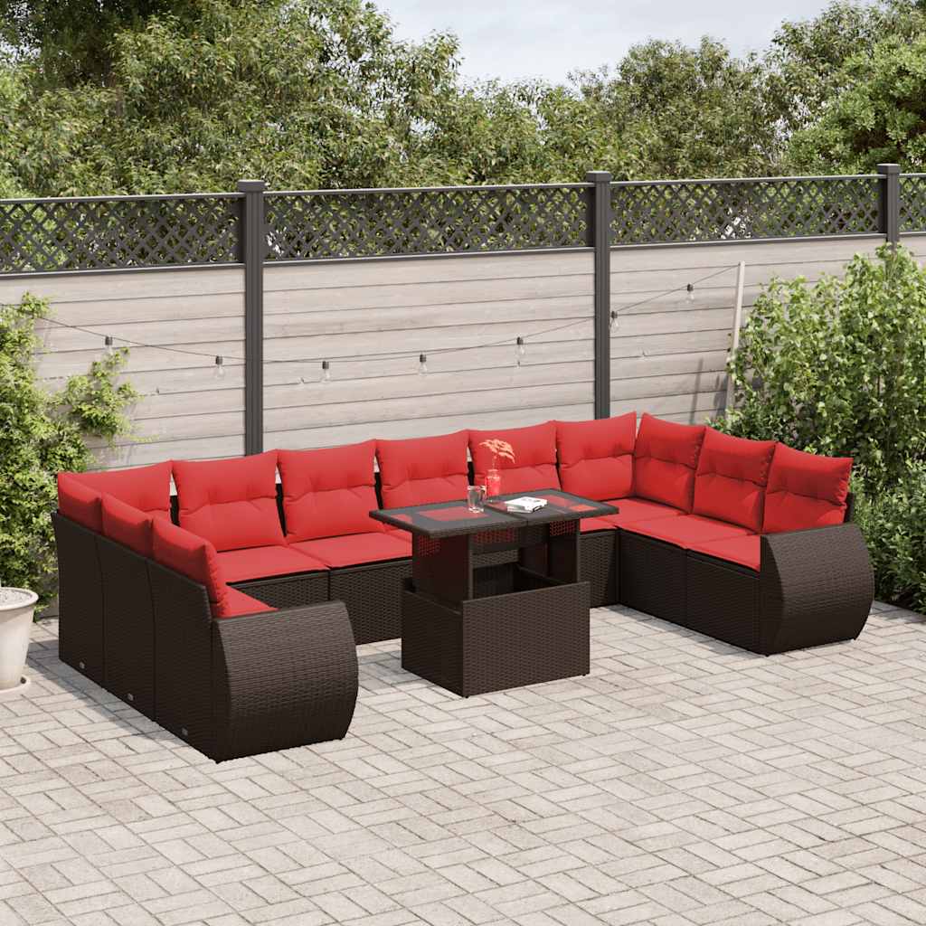 11-Teiliges Gartensofa-Set Mit Kissen, Es Polyrattan