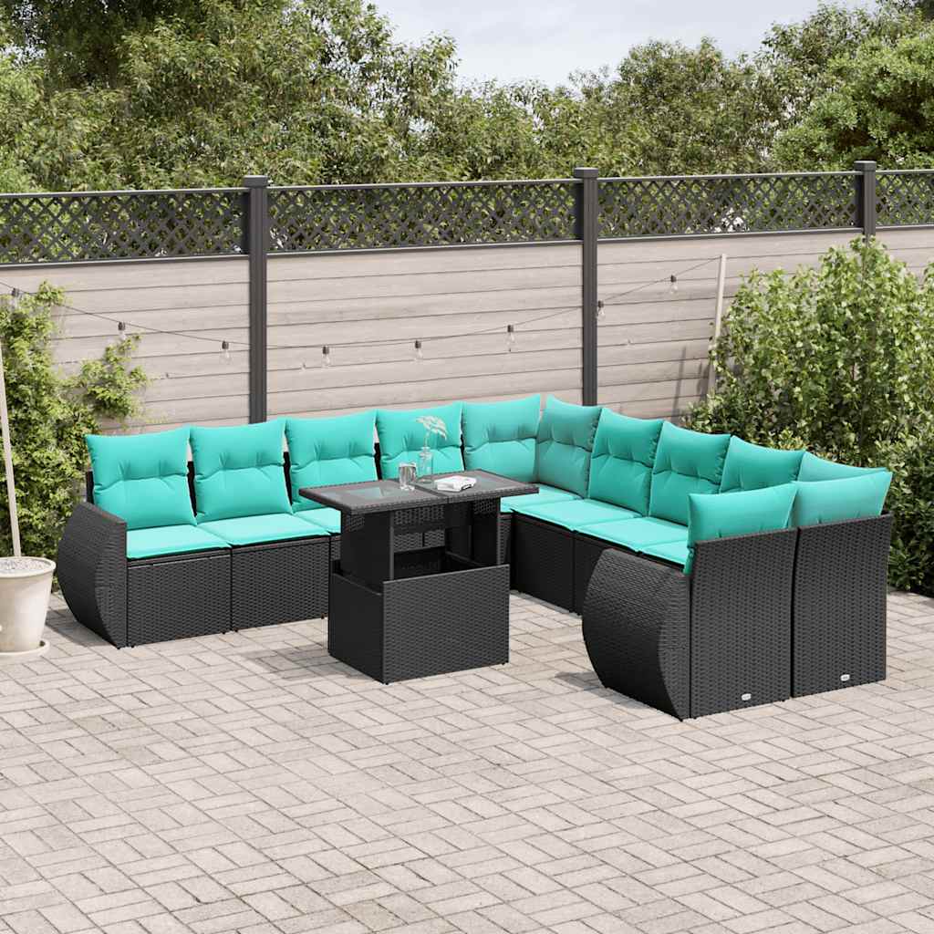 11-Teiliges Gartensofa-Set Mit Kissen, Es Polyrattan