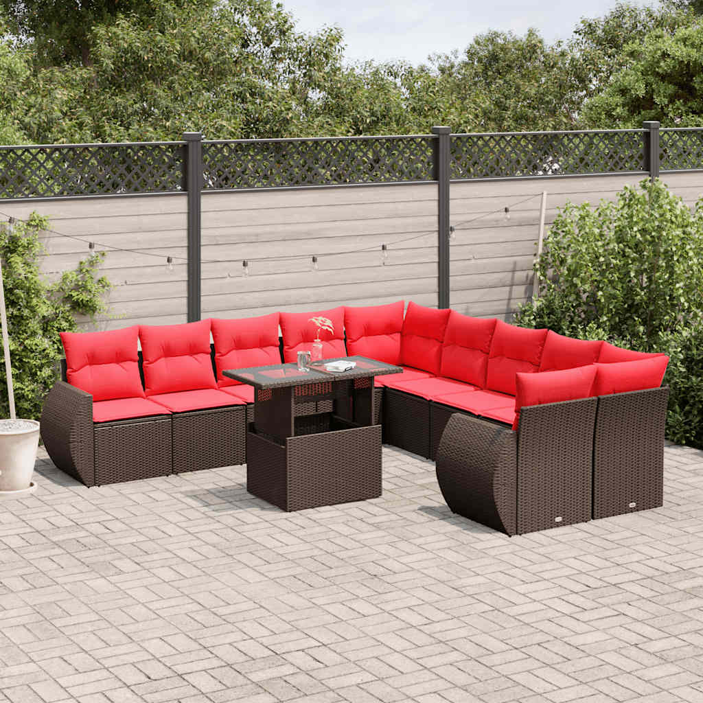 11-Teiliges Gartensofa-Set Mit Kissen, Es Polyrattan